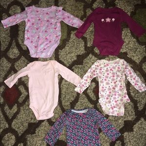 0-3 month Girls long sleeve onesies